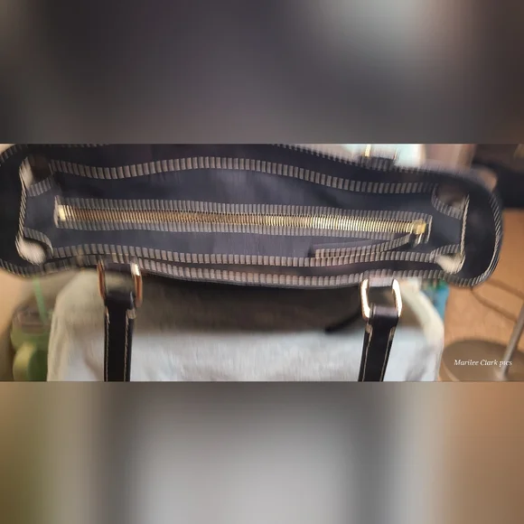 Dooney & Burke Black Leather and Coated Canvas Shoulder Bag - Picture 15 of 17